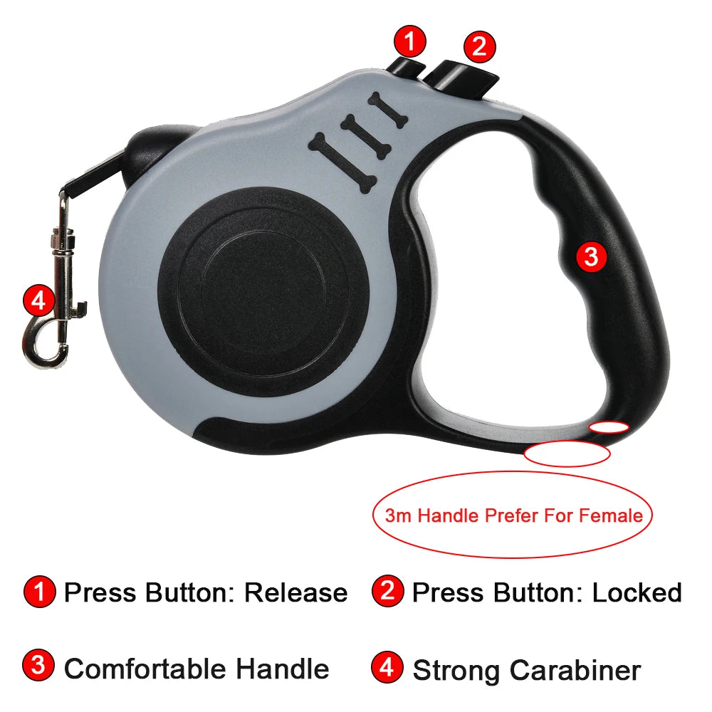 3m 5m Dog Leash Strong Nylon Puppy Lead For Small Medium Large Dogs Cats Automatic Retractable Durable.