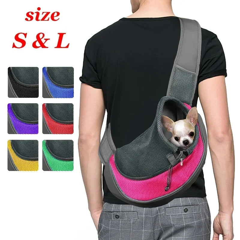 1Pc Dog out backpack,Dog Sling Carrier Breathable Mesh Travel Crossbody Bag For Puppy Cat Hiking Camping — image 1