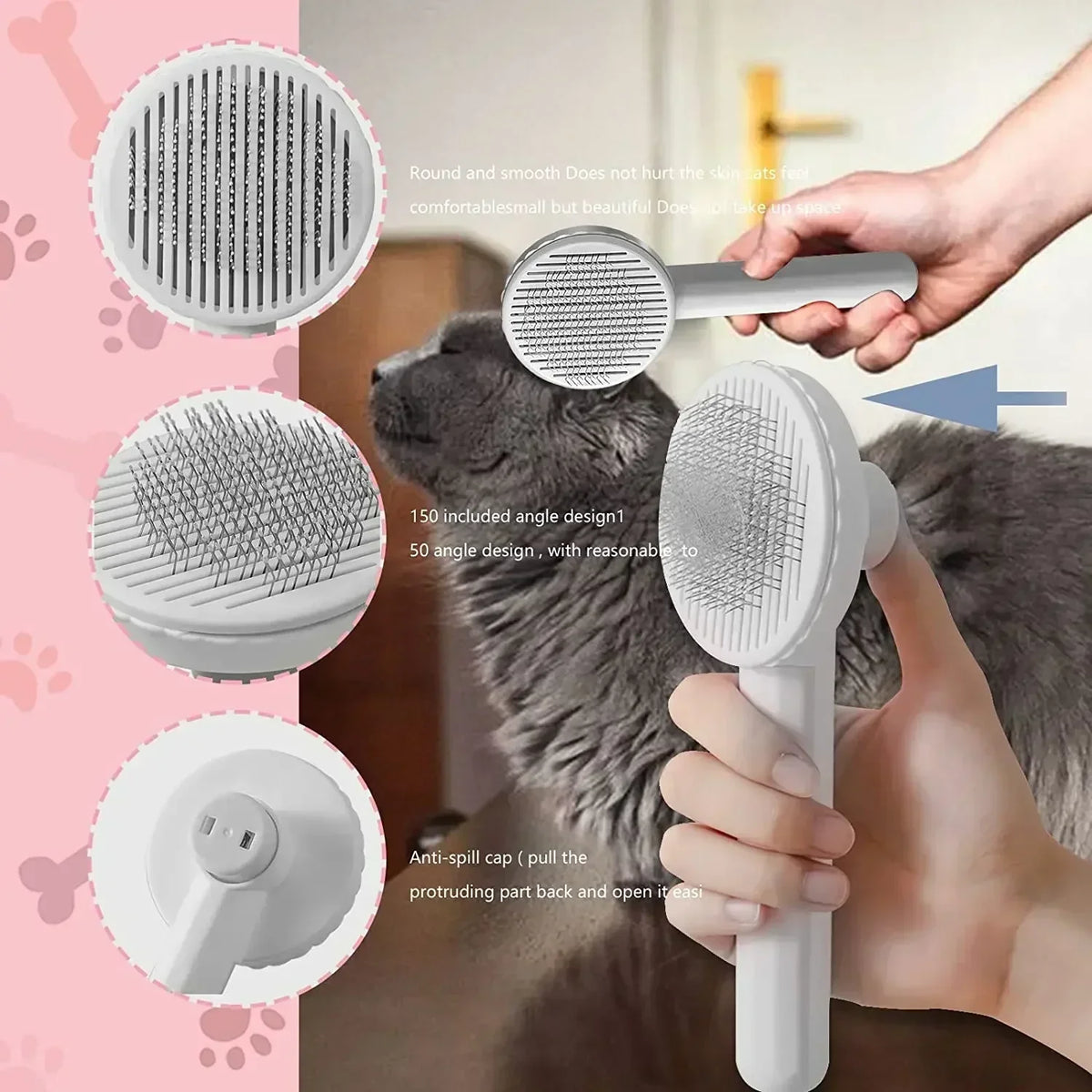 Cat Brush Pet Grooming Brush for Cats Remove Hairs Pet Cat Hair Remover Pets Hair Removal Comb Puppy Kitten Grooming Accessories — image 3