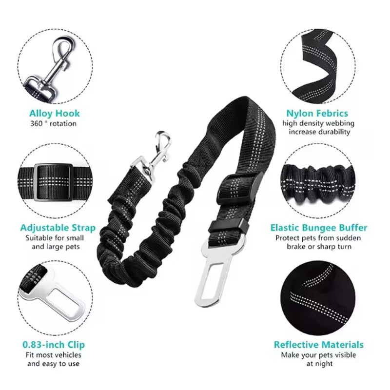 Dog Car Safety Belt Dog Safety Belt with Damping Belt and Reflective Line Adjustable Length Suitable Any Dog — image 3