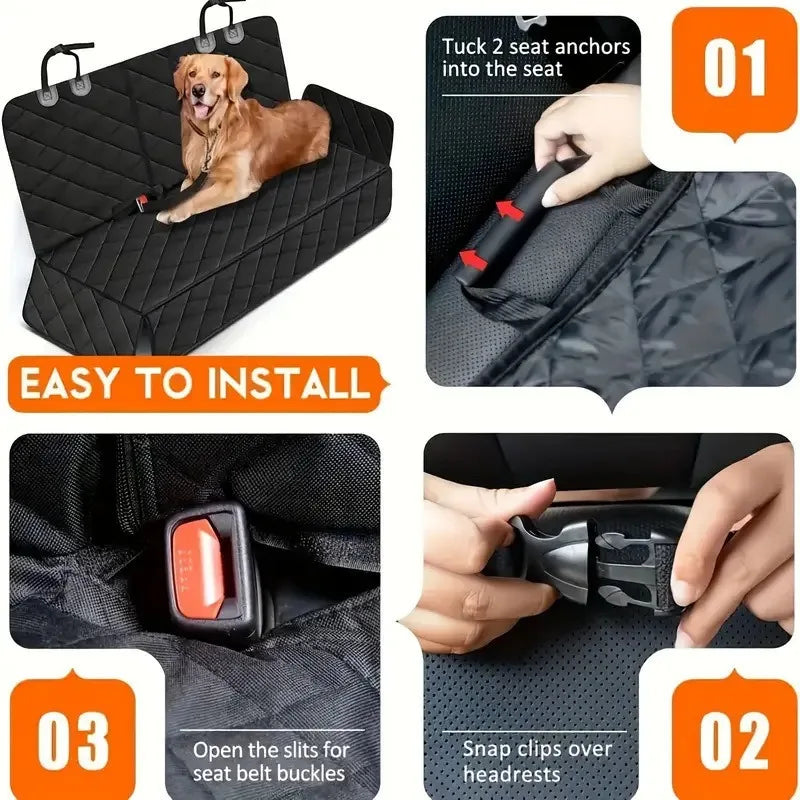 Car Dog Seat Cover for Back Seat Waterproof Auto Rear Pet Seat Protector Mat Nonslip Universal Safety Carrier For Outing Dogs — image 7