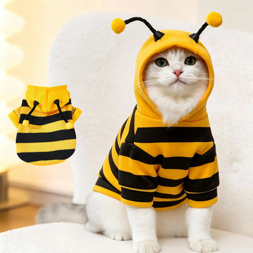 1PCS Bee Transformation Pet Hoodie Autumn Winter Dog Clothes For Small Puppy Teddy Schnauzer Cat Cosplay Costume