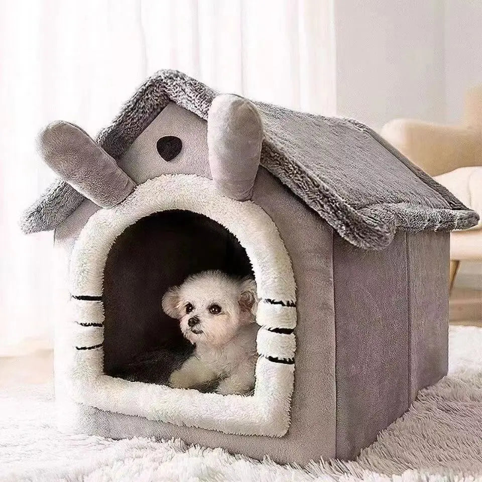 All Season Dog House Style Bed - Removable Washable Pet Bed for Small Dogs Teddy Winter Warm Cat Dog House — image 2