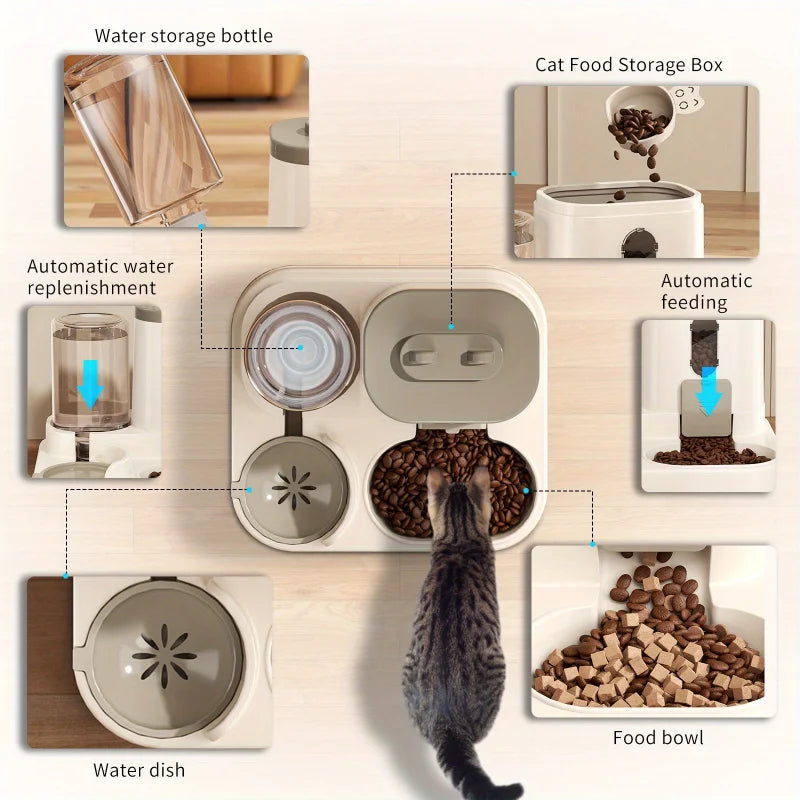Cat Bowl Automatic Feeder with Spill Proof Design with Water Fountain Pet Food Dispenser for Small Medium Large Cats Dogs — image 3