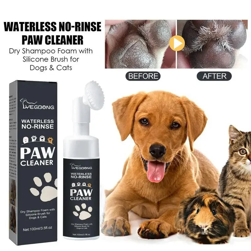 100mlPaw Cleaner Foam Dog Claw Cleaner Cat Paw Cleaner Waterless Pet Shampoo with Dog Brush for Rinse-free Cat Paw Deep Cleanser — image 2