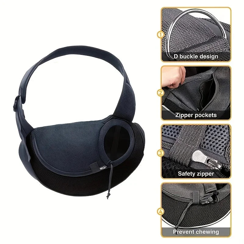 1Pc Dog out backpack,Dog Sling Carrier Breathable Mesh Travel Crossbody Bag For Puppy Cat Hiking Camping — image 3