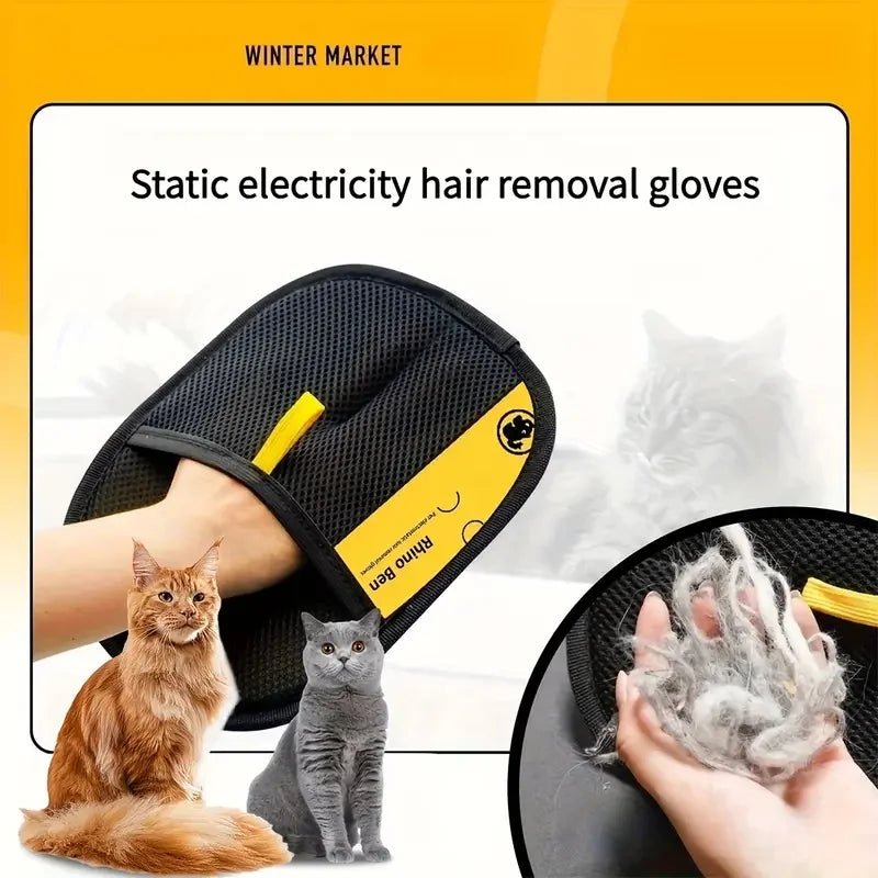 Pet Hair Remover Gloves Electrostatic for Cats Dogs, Reusable Washable Grooming Glove with 2-in-1 Lint Roller Brush - Safe Non-T — image 2