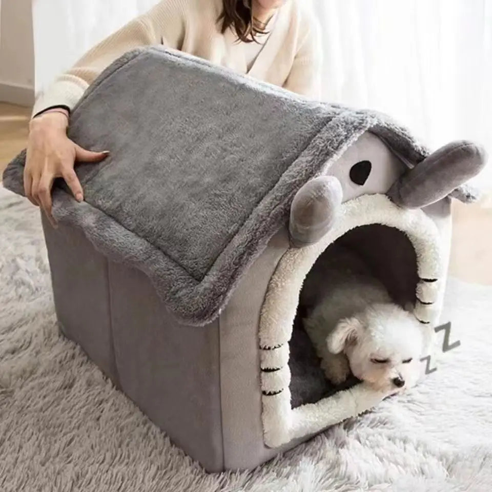 All Season Dog House Style Bed - Removable Washable Pet Bed for Small Dogs Teddy Winter Warm Cat Dog House — image 3
