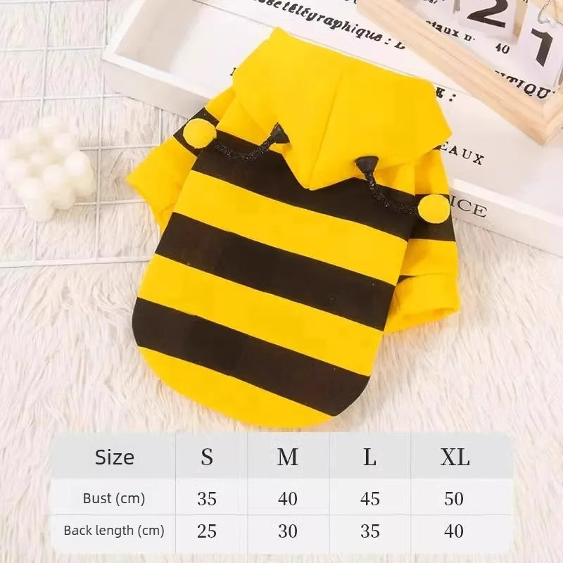 1PCS Bee Transformation Pet Hoodie Autumn Winter Dog Clothes For Small Puppy Teddy Schnauzer Cat Cosplay Costume