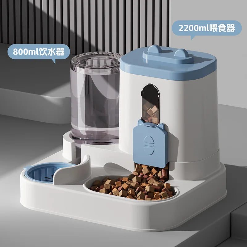 Cat Bowl Automatic Feeder with Spill Proof Design with Water Fountain Pet Food Dispenser for Small Medium Large Cats Dogs