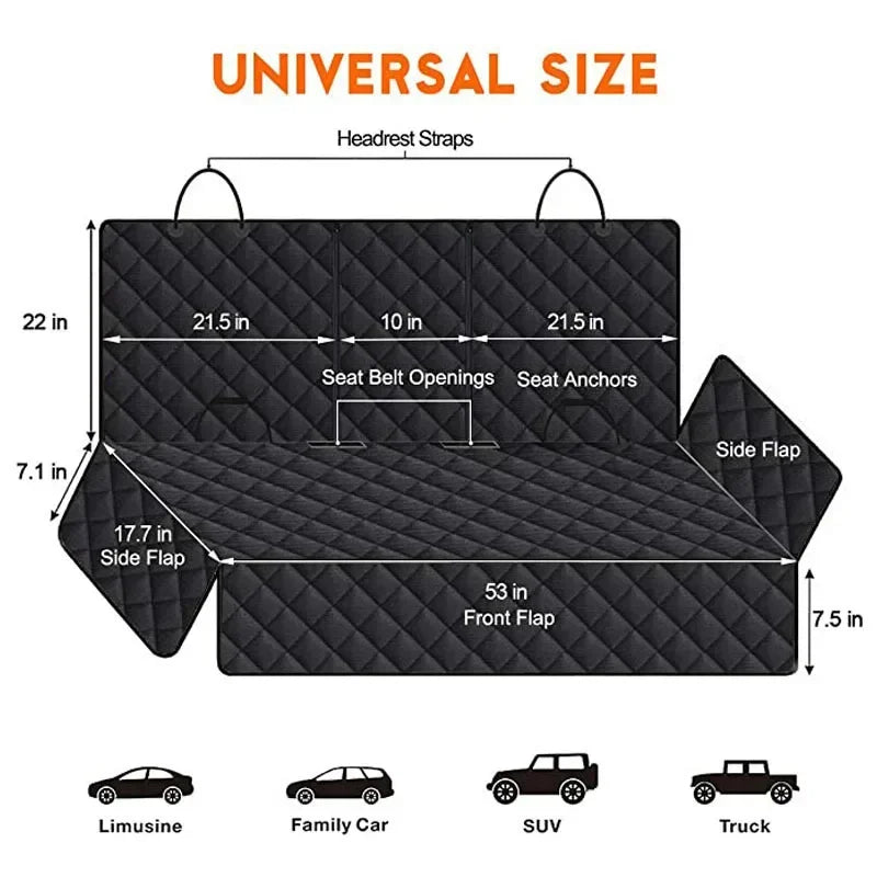 Car Dog Seat Cover for Back Seat Waterproof Auto Rear Pet Seat Protector Mat Nonslip Universal Safety Carrier For Outing Dogs — image 5