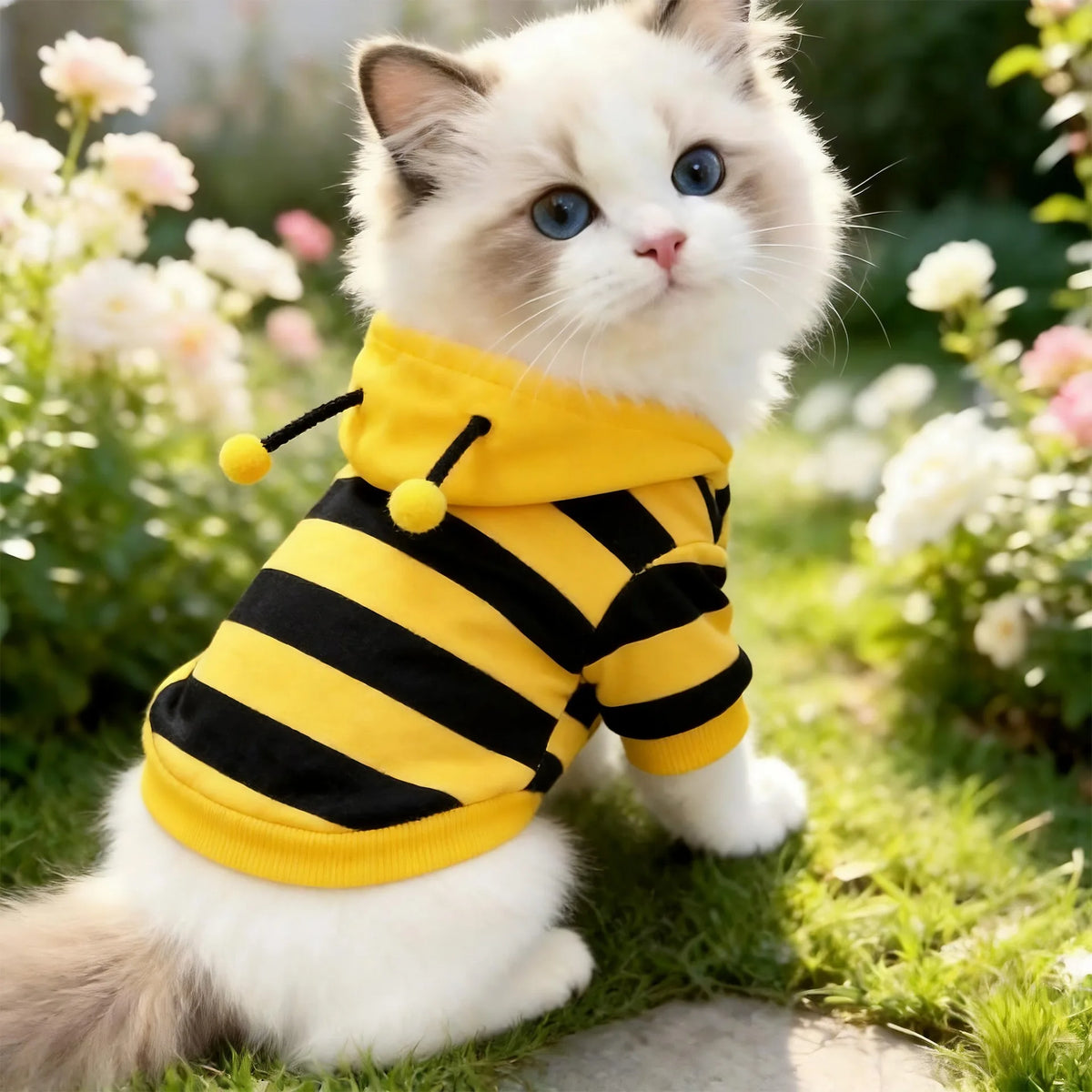 1PCS Bee Transformation Pet Hoodie Autumn Winter Dog Clothes For Small Puppy Teddy Schnauzer Cat Cosplay Costume — image 6