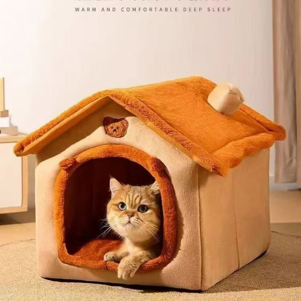 All Season Dog House Style Bed - Removable Washable Pet Bed for Small Dogs Teddy Winter Warm Cat Dog House — image 5